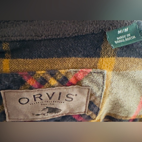 Men's Orvis Big Bear Flannel Shirt Shacket Heavy Plaid Check Size Medium - Picture 2 of 6
